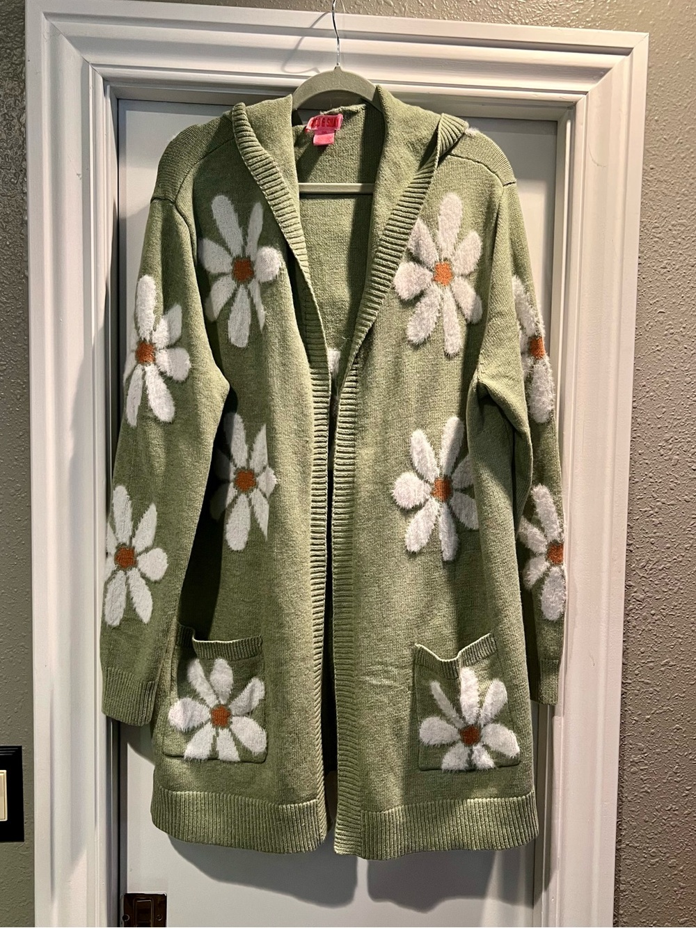 Green Daisy Hooded Women's Cardigan Jacket